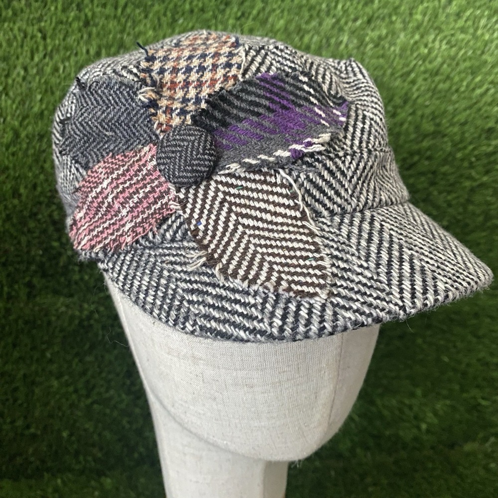 Vintage‎ 90's Newsboy Hat Womens Flower Houndstooth Twill By MUDD